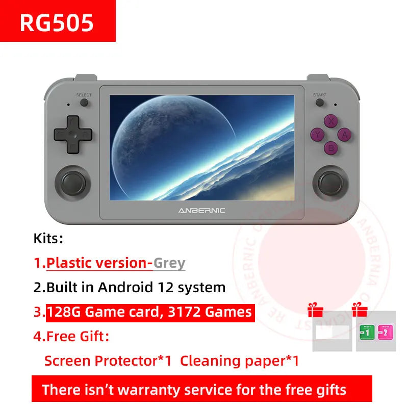 RG505 Handheld Game Console Android 12 Unisoc Tiger T618 Built-In 128G Pre-Loaded 3172 Games 4.95 Inch OLED Screen