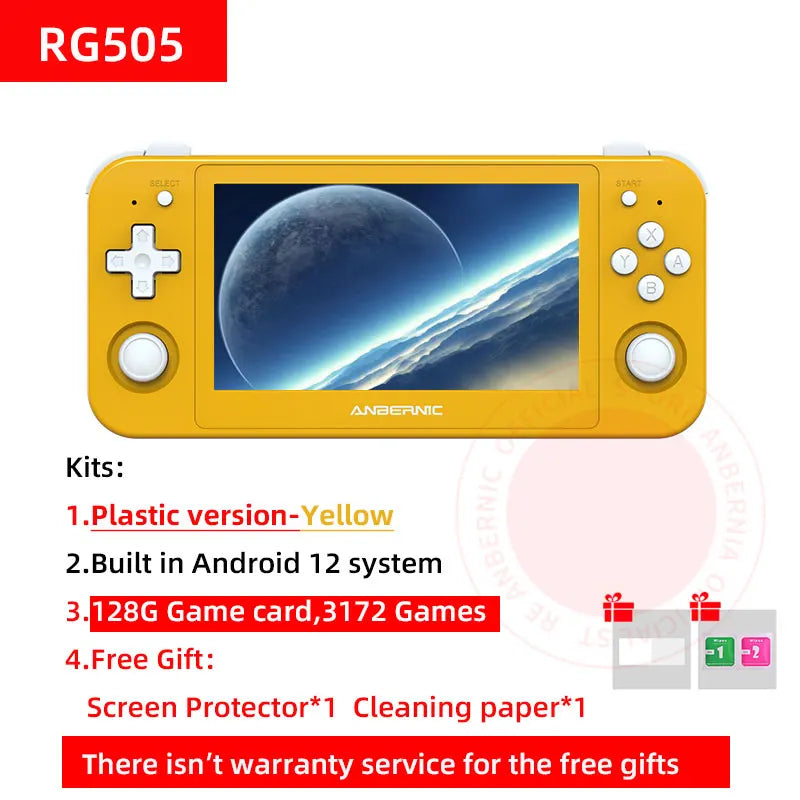 RG505 Handheld Game Console Android 12 Unisoc Tiger T618 Built-In 128G Pre-Loaded 3172 Games 4.95 Inch OLED Screen