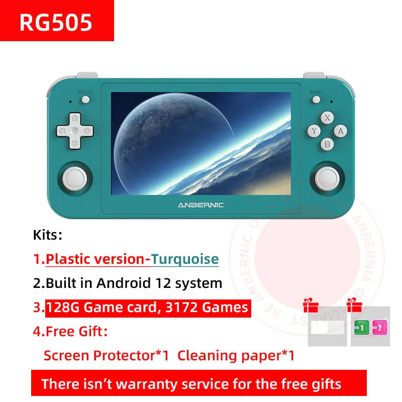 RG505 Handheld Game Console Android 12 Unisoc Tiger T618 Built-In 128G Pre-Loaded 3172 Games 4.95 Inch OLED Screen