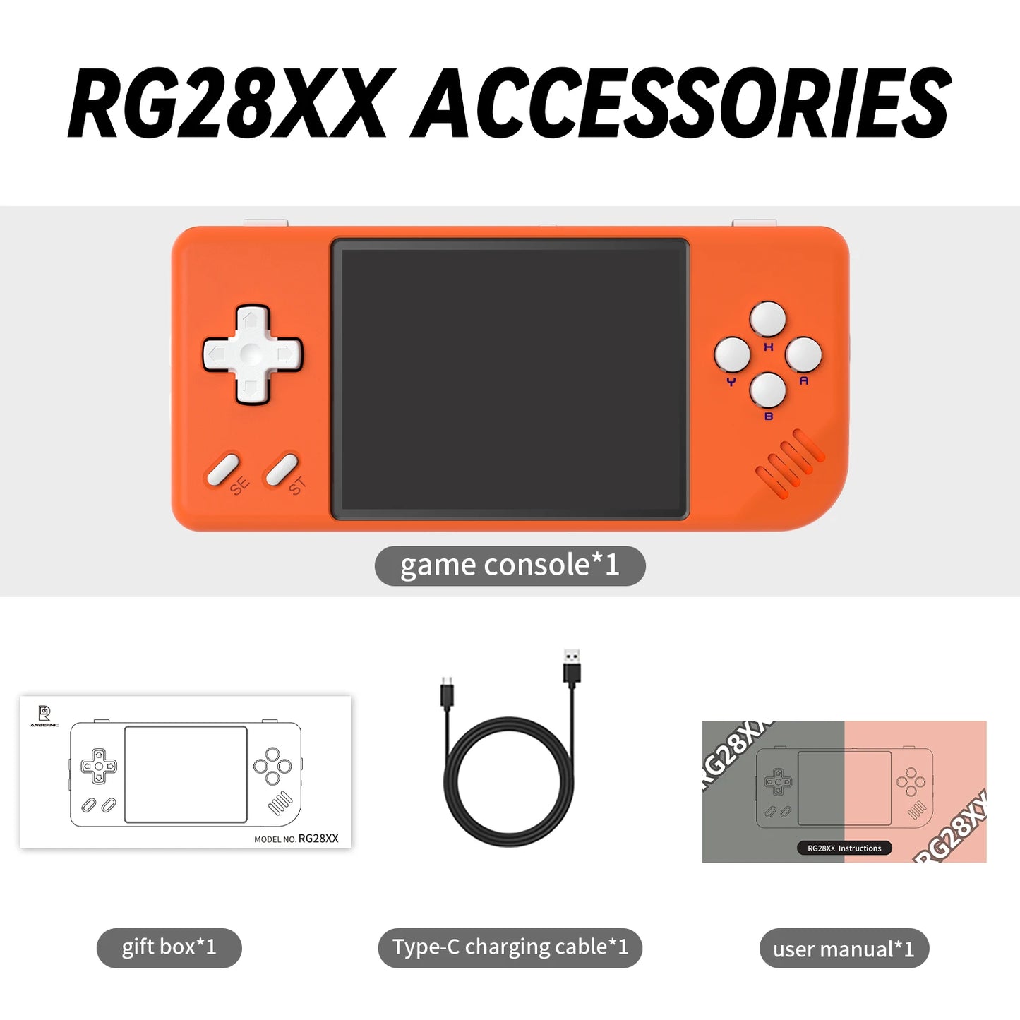 RG28XX Handheld Game Console 2.83-Inch 640*480 IPS Screen Linux System 3100Mah Support Tv-Hdmi-Output 64G 5000+ Games